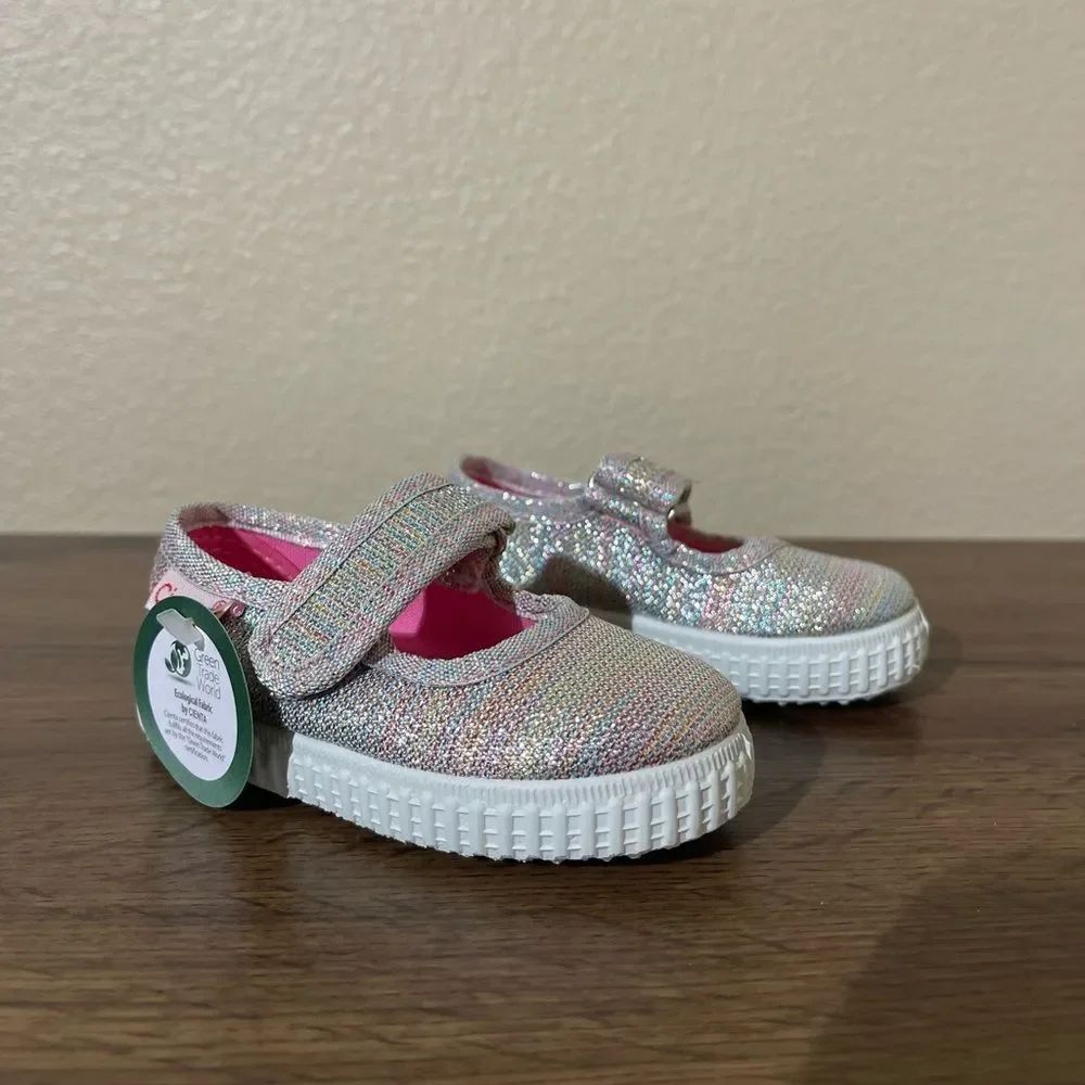 Cienta Kids' Glittery Rainbow Mary Jane Shoes